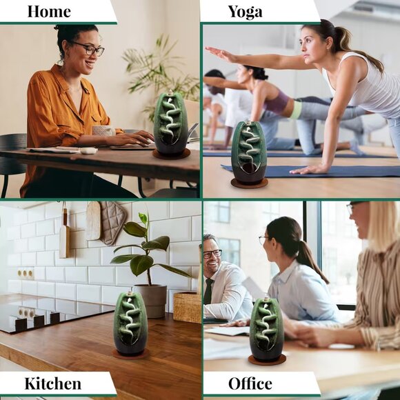 Final Price New Cascading Ceramic Incense Burner with 10 Assorted Cones -Jade - - Picture 7 of 7